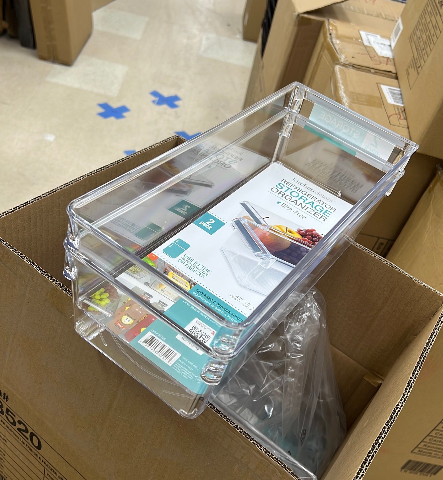 2PK Stainless Lip FRIDGE & FREEZER BIN ORGANIZER- SLIM