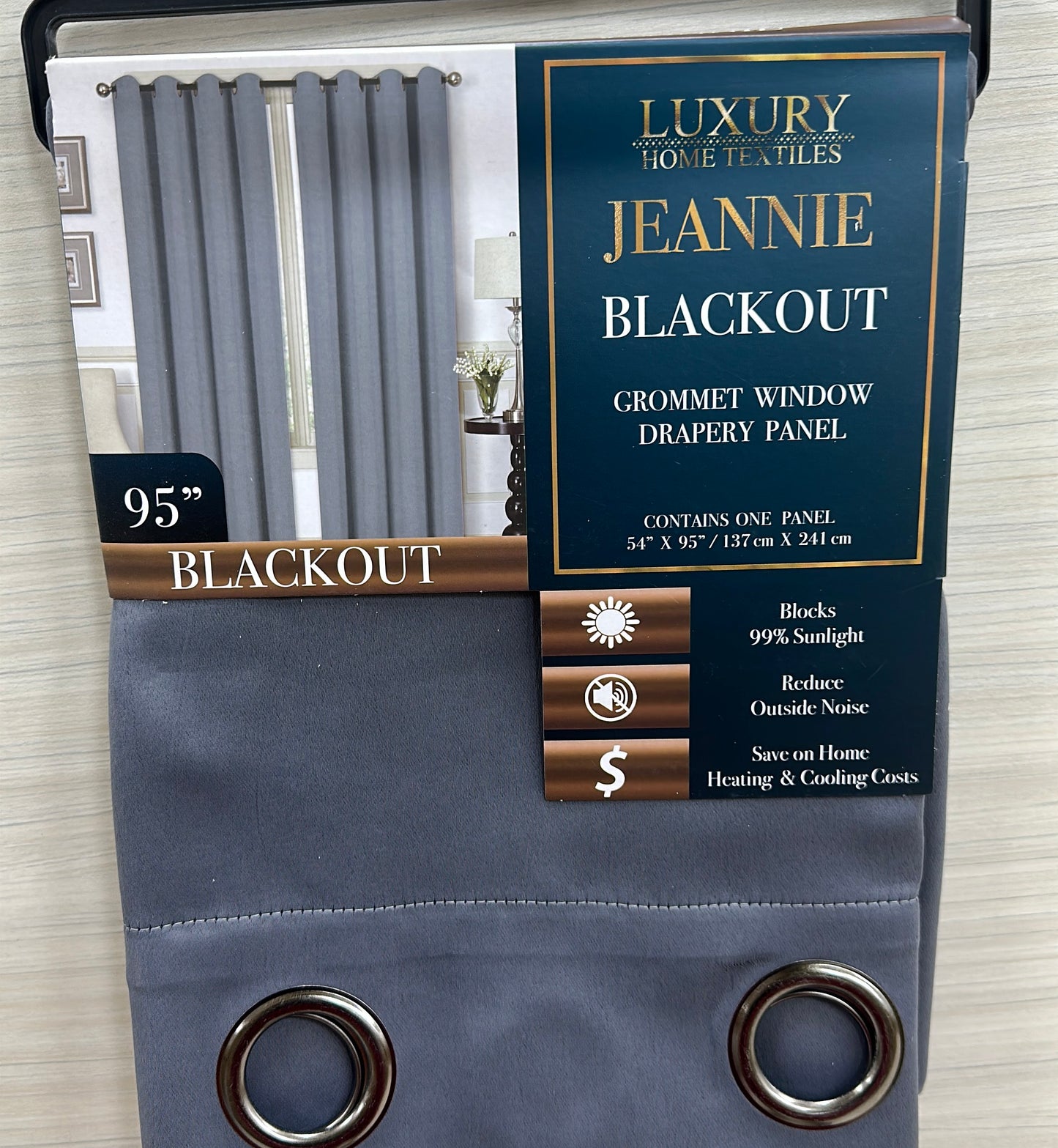 JEANNIE GREY BLACKOUT GROMMET PANEL 54"X95"