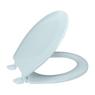 Bath Bliss Beveled Wood Standard Round Toilet Seat in Light Blue