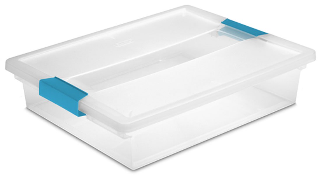 Sterilite Large Clip Clear Storage Box with Latched Lid 19638606 - 14"L X 11"W X 3-1/4"H
