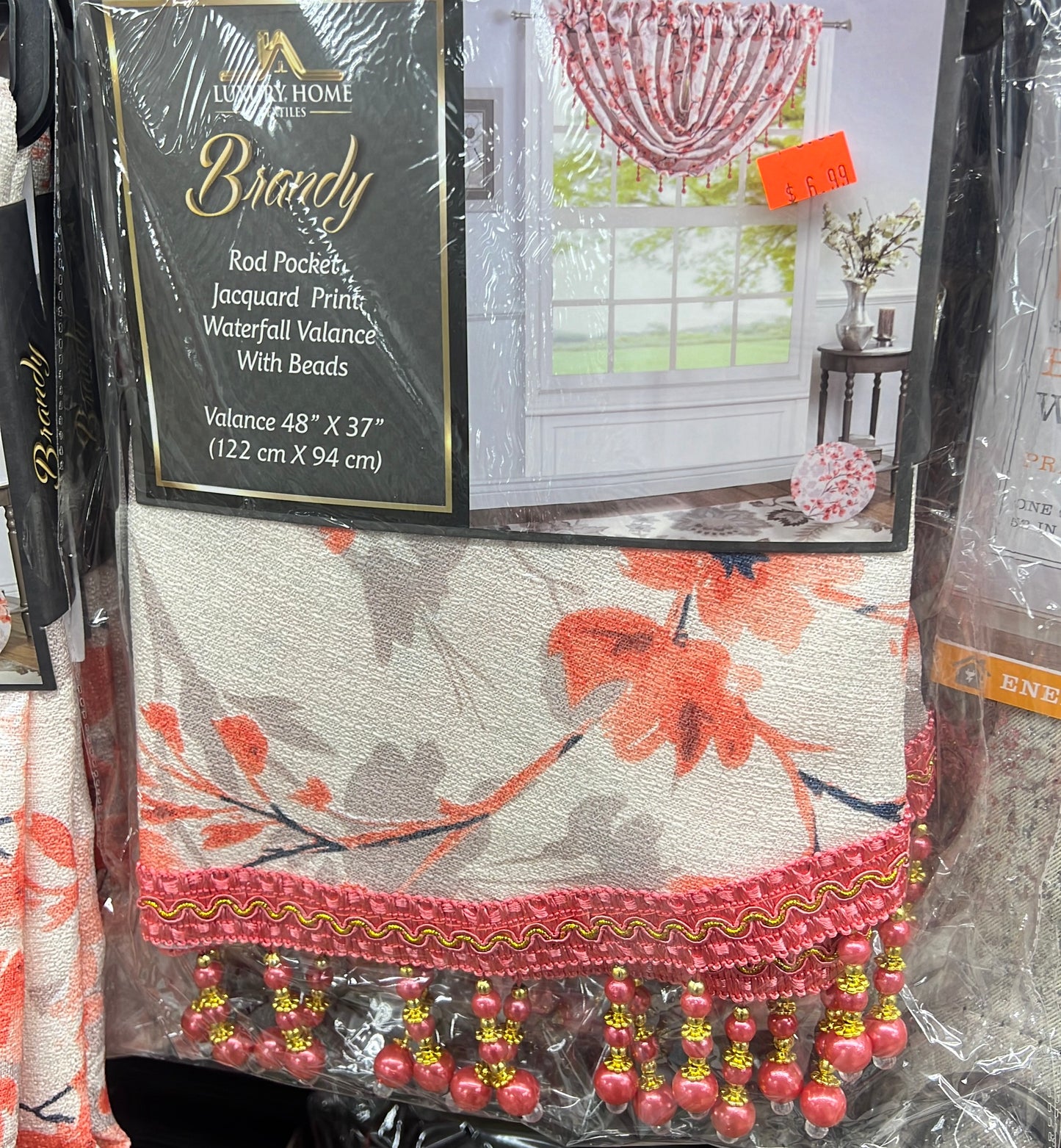 BRANDY RASPBERRY WATERFALL VALANCE 48"X37"