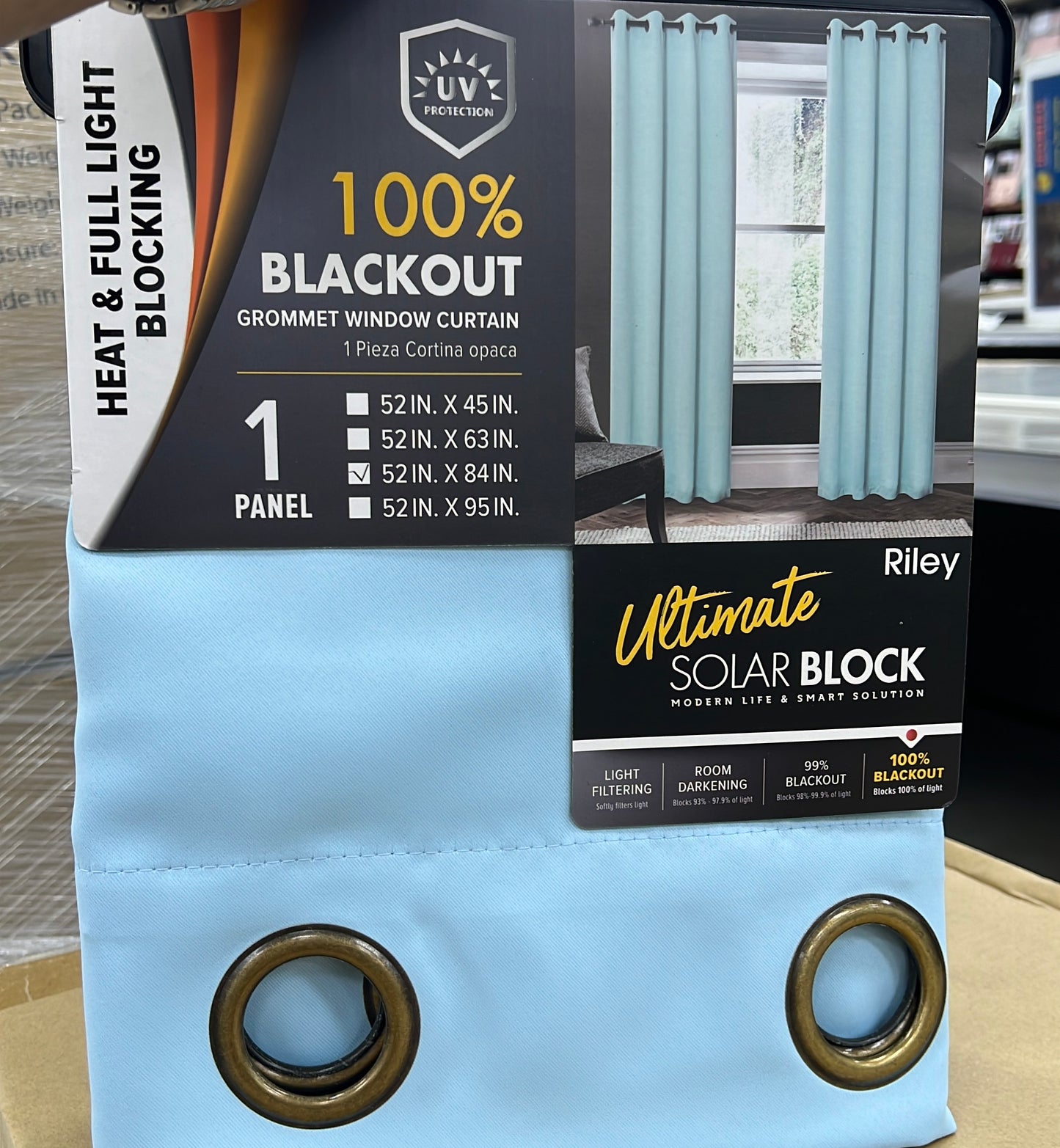 Riley 100% Blackout Grommet Panels 84" Blue