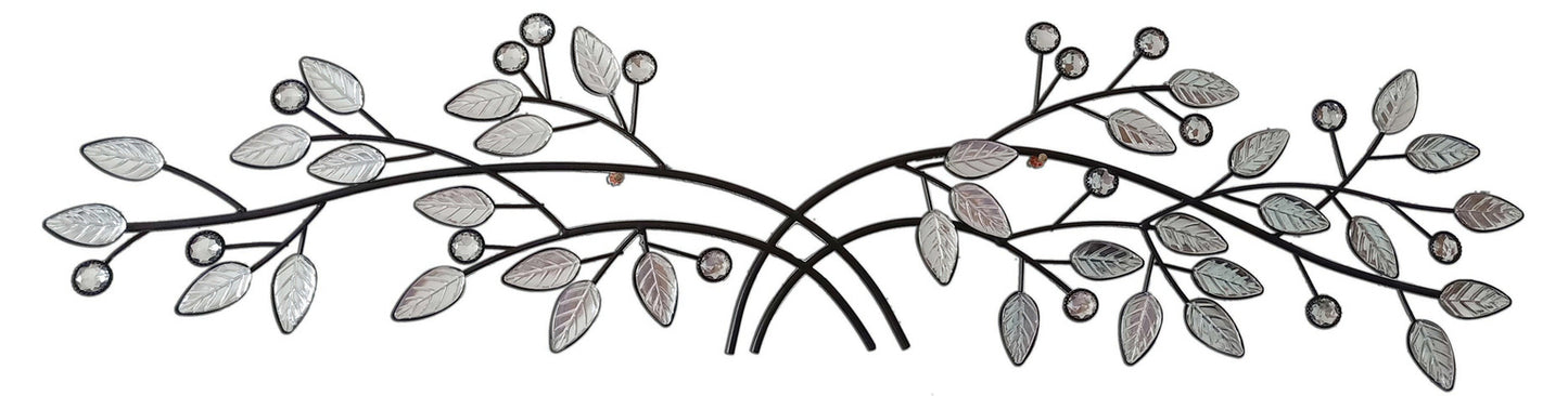 BLACK METAL BRANCH WITH CRYSTAL LEAVES - SIZE: 40" x 10"