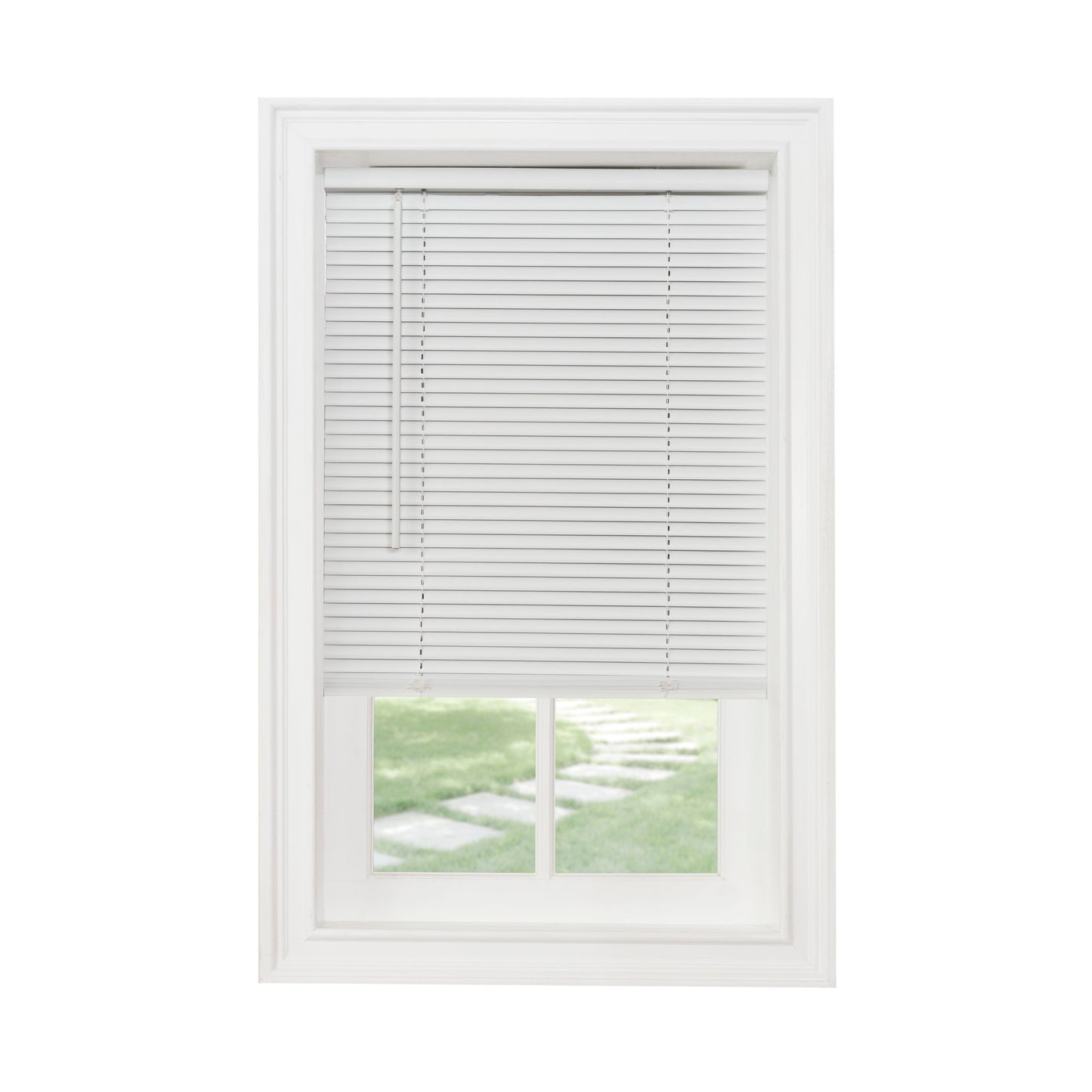Cordless Light Filtering Mini Blind - 52 Inch Width, 64 Inch Length, 1" Slat Size - Pearl White - Cordless GII Morningstar Horizontal Windows Blinds for Interior by Achim Home Decor