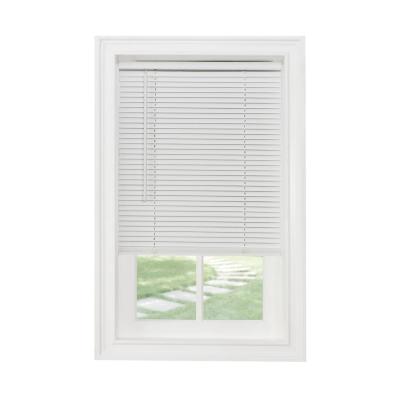 Cordless Light Filtering Mini Blind - 52 Inch Width, 64 Inch Length, 1" Slat Size - Pearl White - Cordless GII Morningstar Horizontal Windows Blinds for Interior by Achim Home Decor