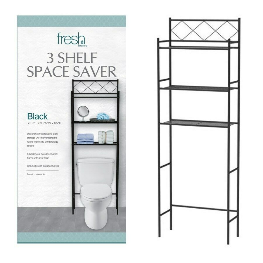 Dream Bath Over the Toilet Space Saver Bathroom Storage Rack 3 Tier Black