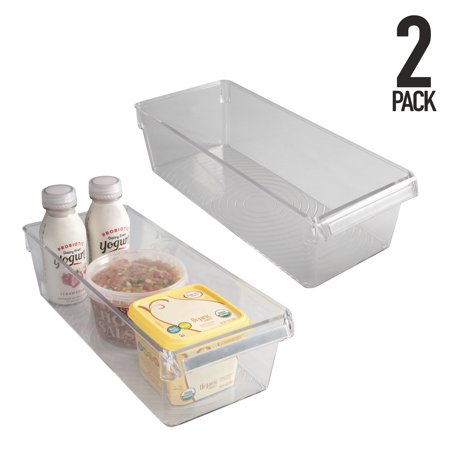 2 PK Stainless Lip FRIDGE & FREEZER BIN ORGANIZER- LARGE
