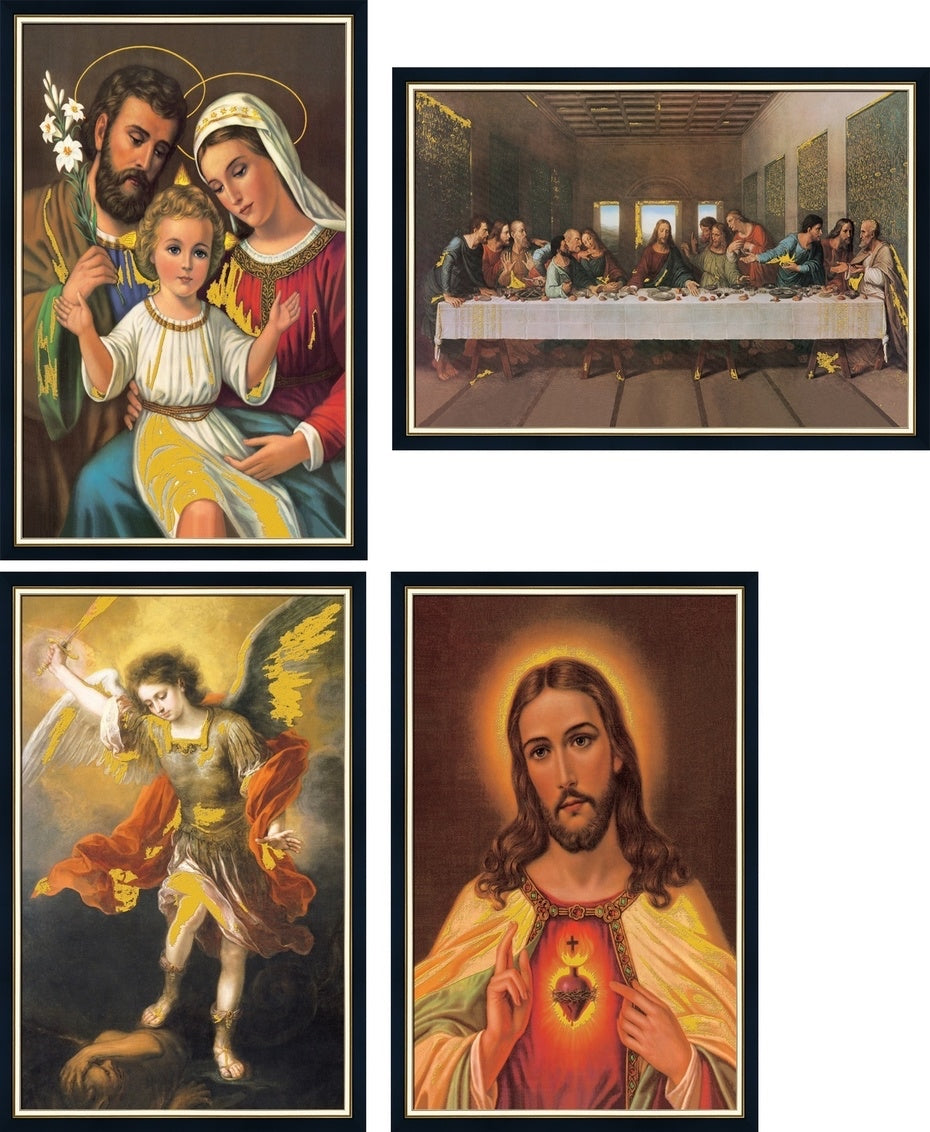 MULTI-LAYERED PANEL - RELIGIOUS ASST. IN BLACK FRAME - SIZE: 13" x 19"