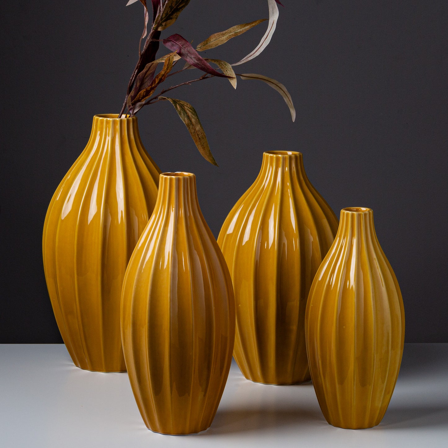 14"H MUSTARD CERAMIC VASE