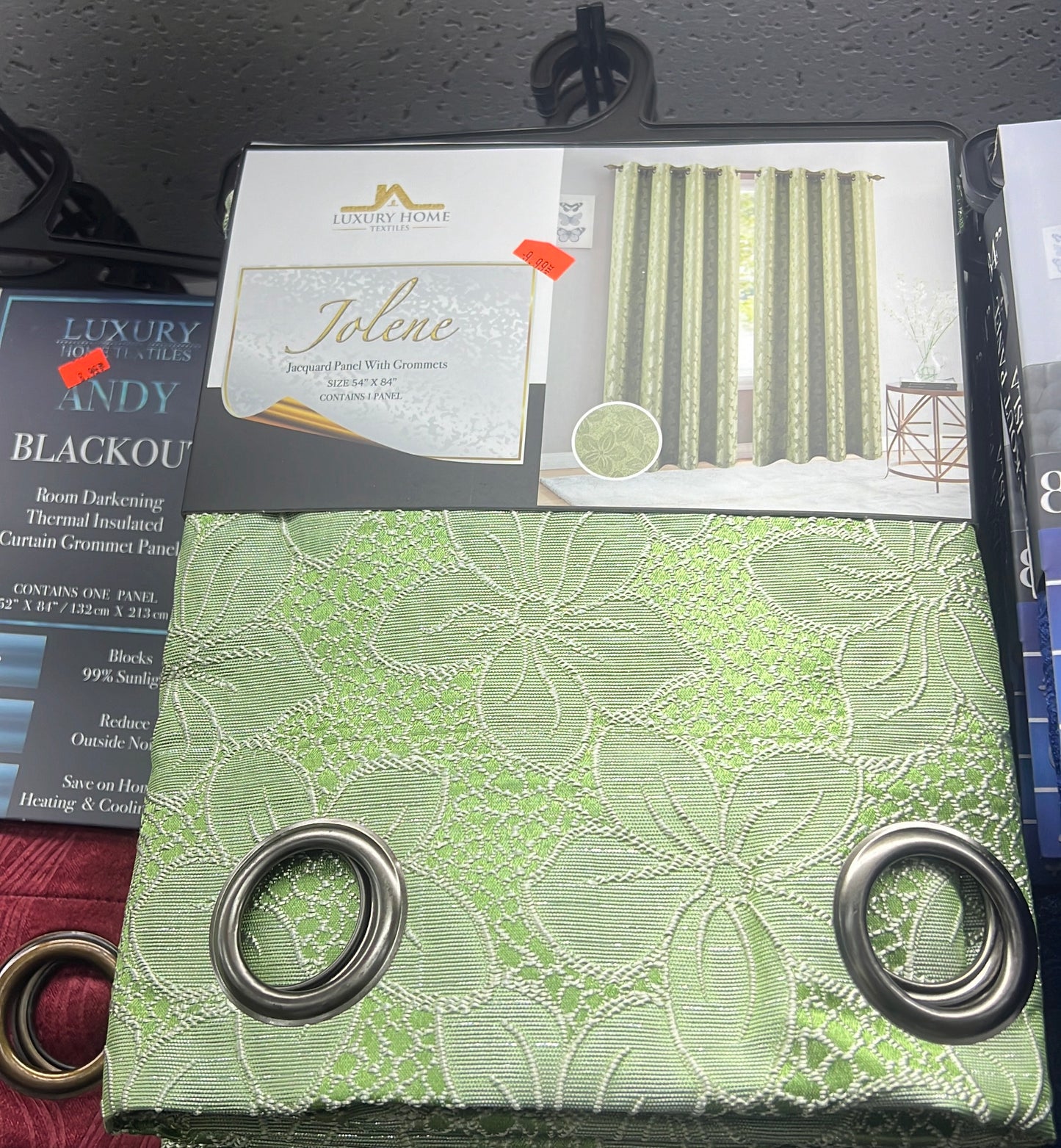 Jolene Sage Green Floral Jacquard Grommet Panel - 54x84 Inches