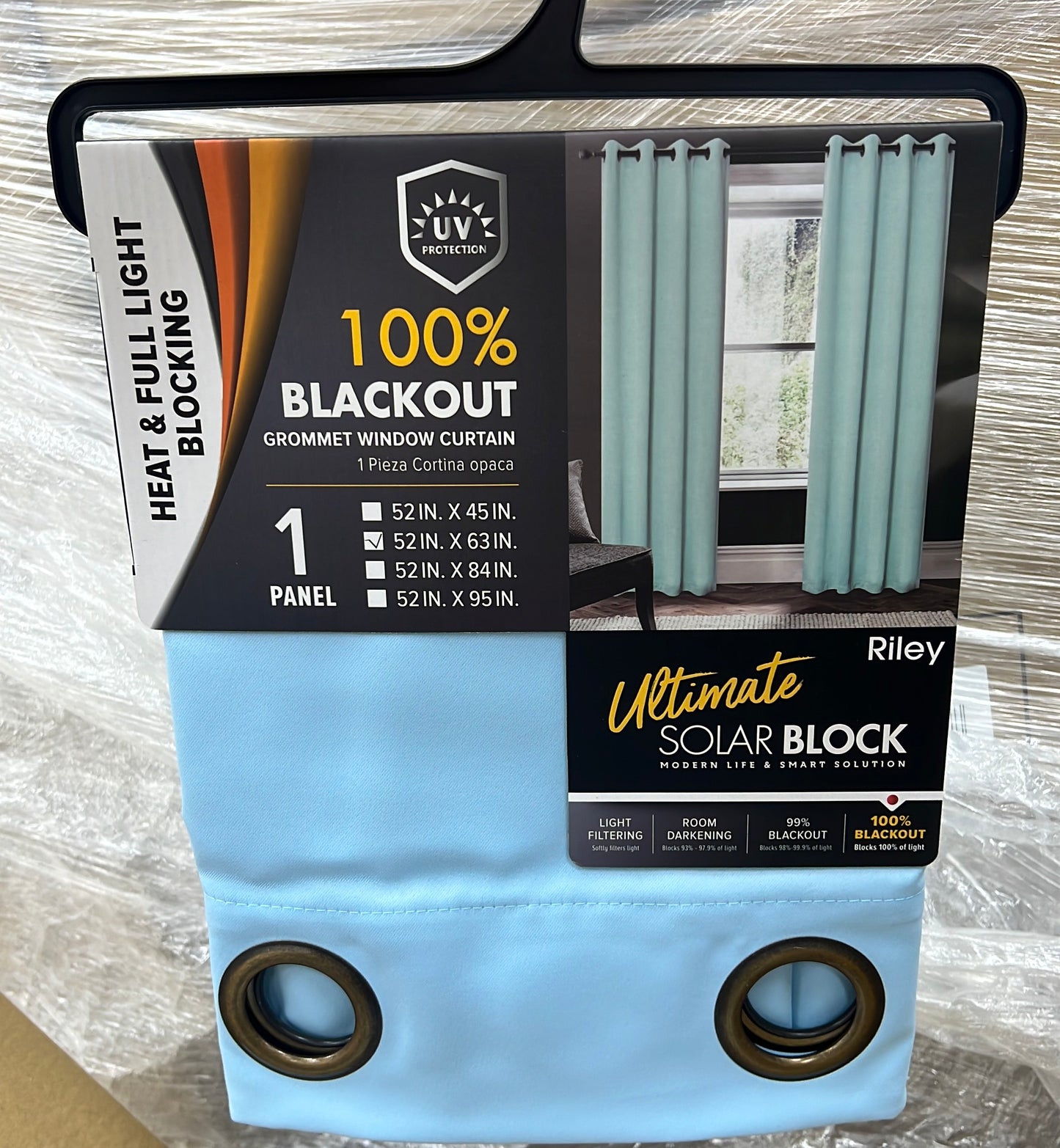 Riley 100% Blackout Grommet Panels 63" Blue