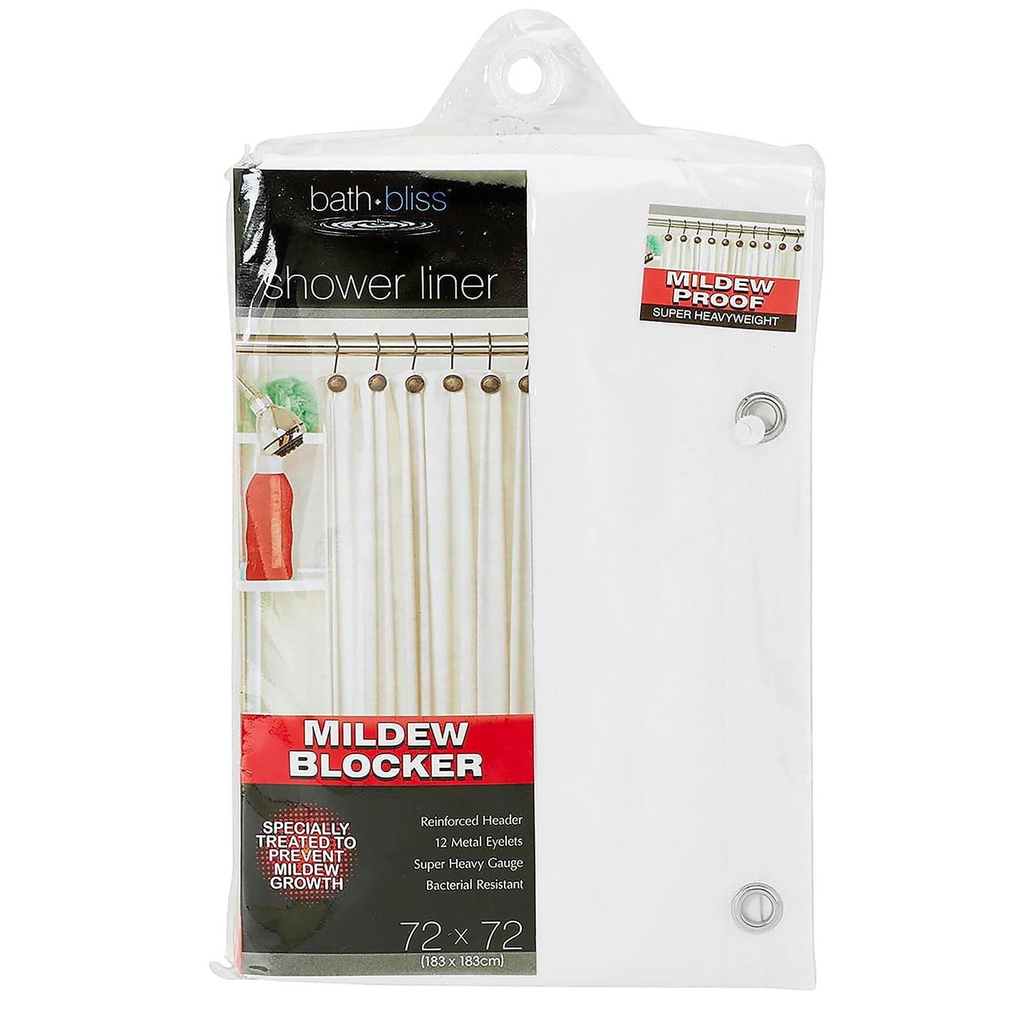 Bath Bliss Heavy Shower Curtain Liner in White