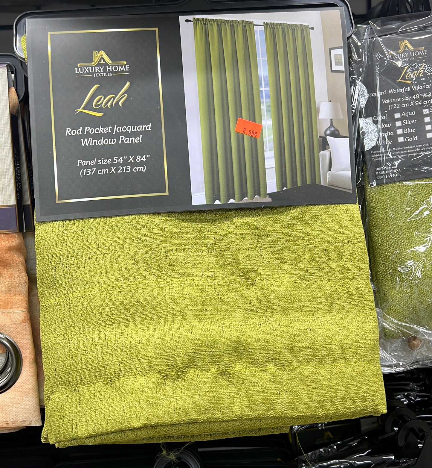 Leah Textured Curtain Panel - 84" Long Draperies in Sage Green (Each Panel Being Sold Separately)