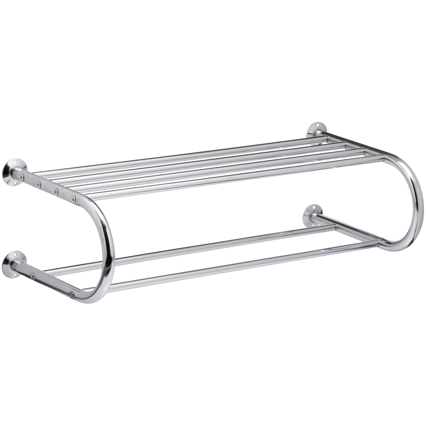 Organize It All Wall Mounted Bath Shelf with Towel Bar in Chrome