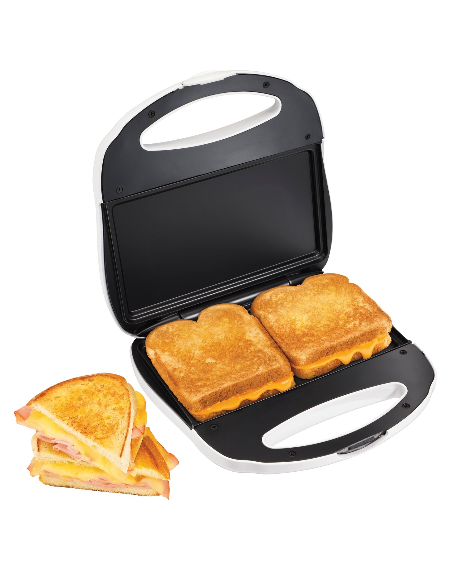 Proctor Silex Sandwich Maker, Nonstick Surface, Compact, Easy to Store, White, 25401