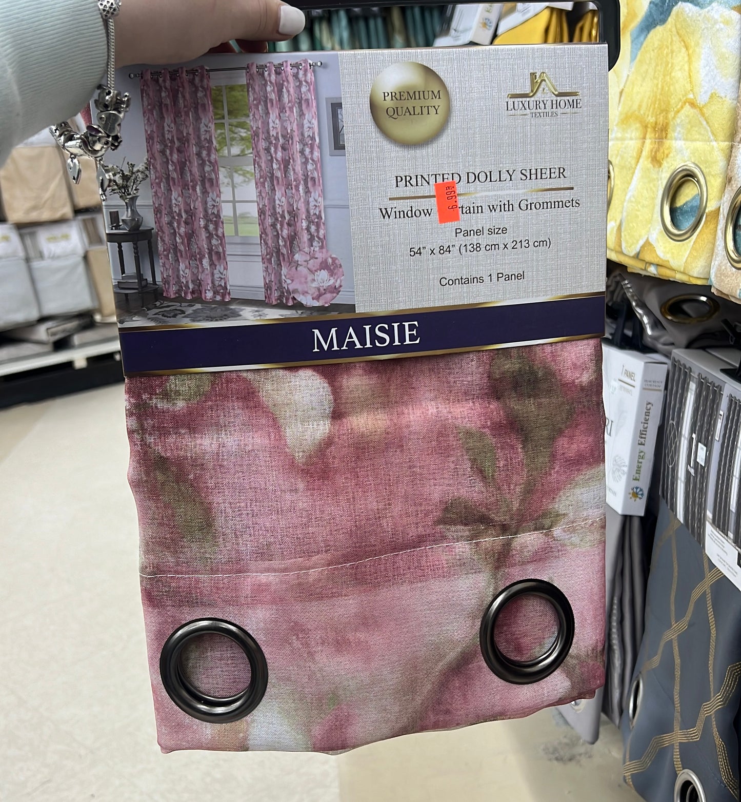 MAISIE ROSE PRINTED SHEER GROMMET PANEL 54"X84"