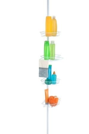 Bath Bliss White 4-Tier Corner Tension Shower Caddy