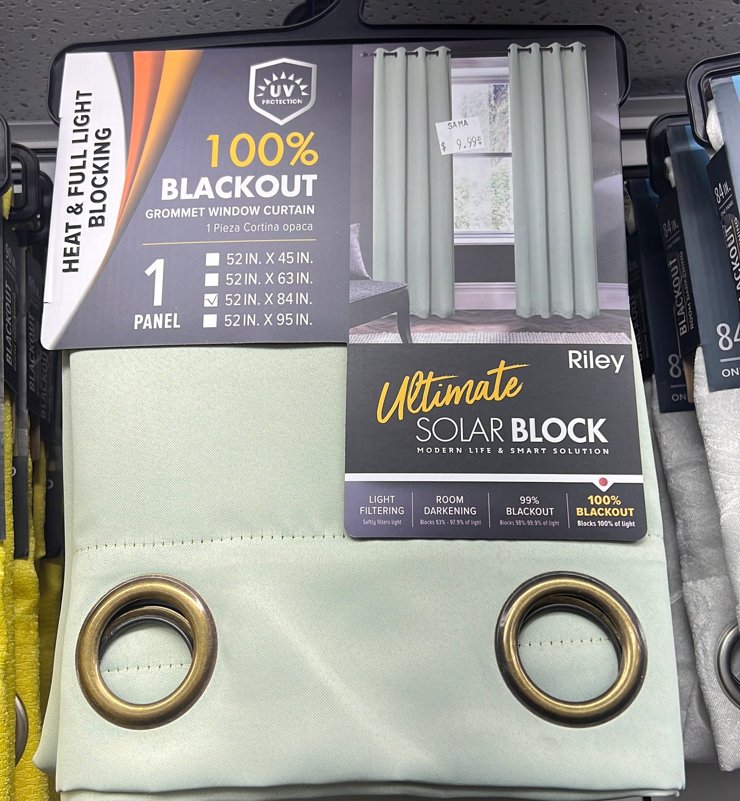 Riley 100% Blackout Grommet Panels 84" Sage