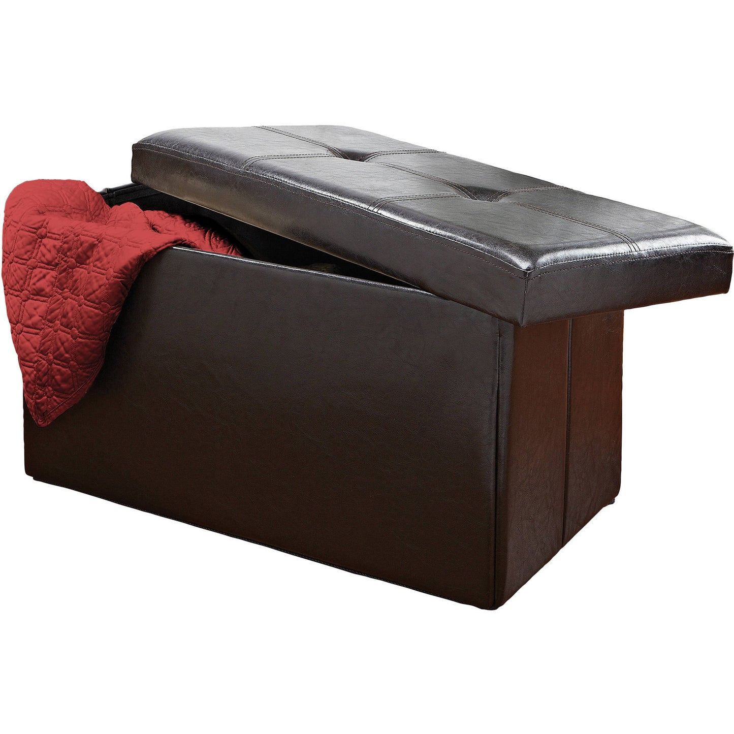 Kennedy Home Collection 16" X 30" Folding Storage Ottoman, Black