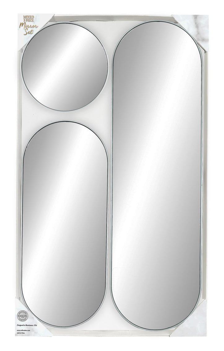 MIXED 3PC URBAN MIRROR SET IN METALLICS - SIZE: 12" x 40" , 12" & 12" x 28"