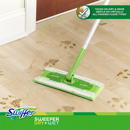 Swiffer Sweeper 2-in-1 Dry and Wet Multi-Surface Mopping Starter Kit (1-Mop, 10-Refills), White