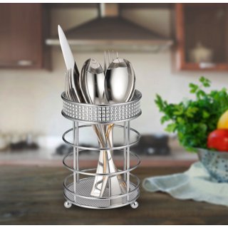 Kitchen Sense Chrome Modern Countertop Round Utensil Holder