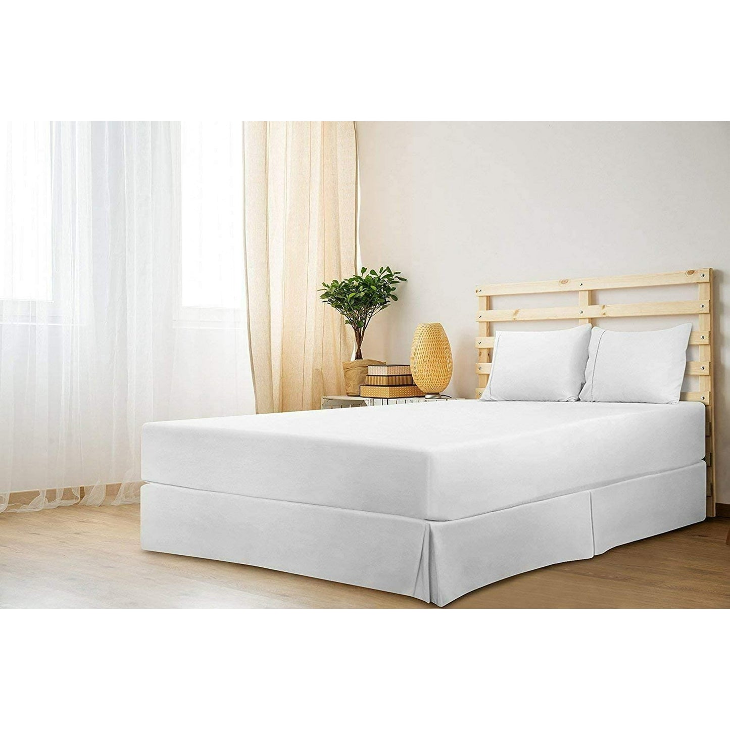 Drop Queen Size 60" x 80" White Solid Bed Skirt