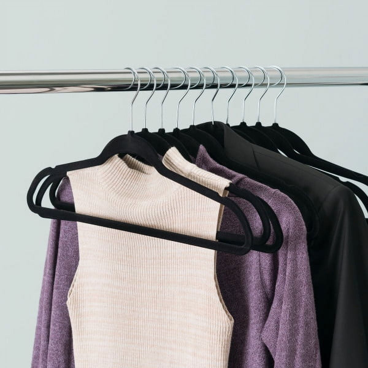 Storage Solutions Velvet Clothes Hanger and Closet Organizer | 10 Pieces | Black