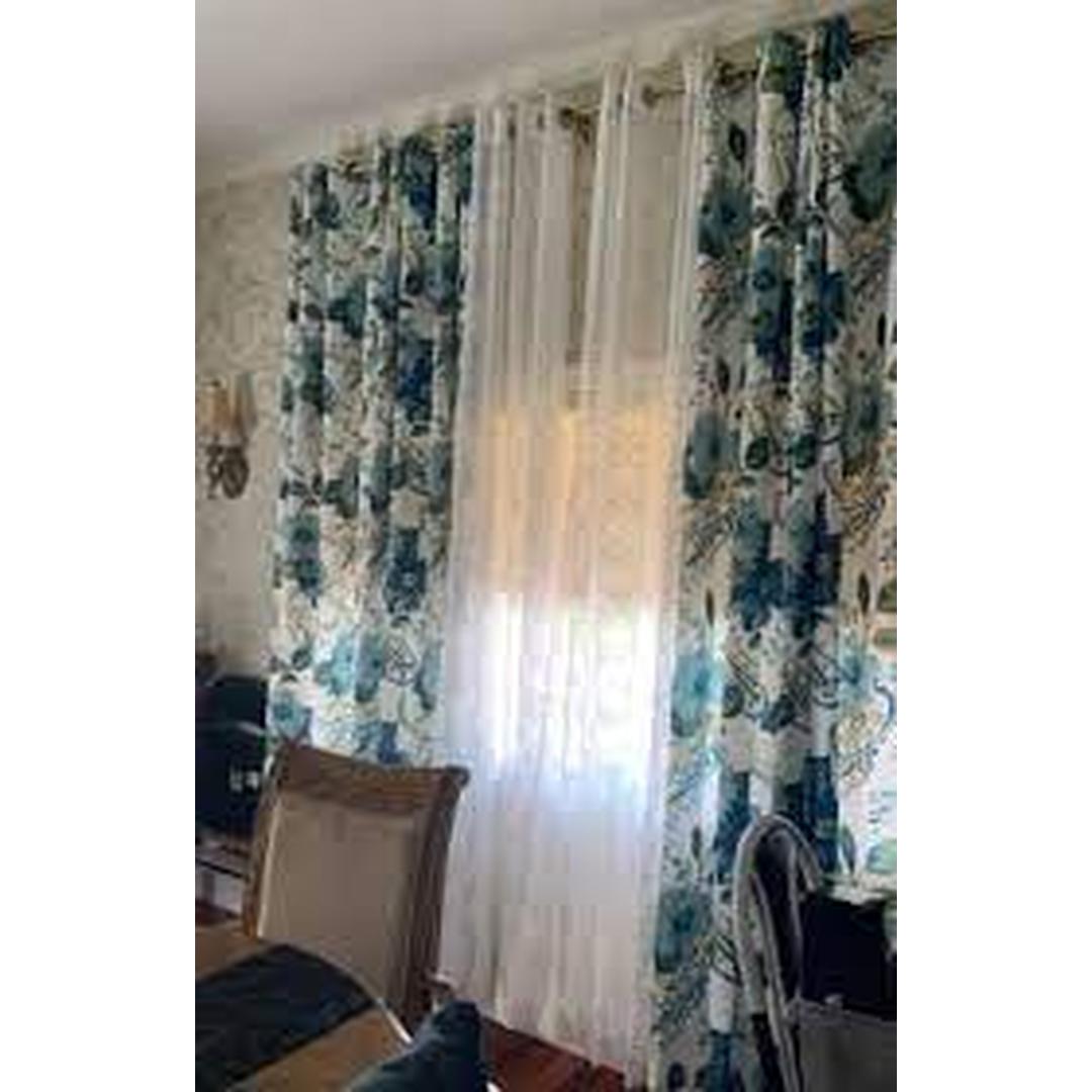 Larisa Blackout Printed Grommet Panels - Set of 2 | 54" x 84” | Floral Teal Elegance for Stylish Windows