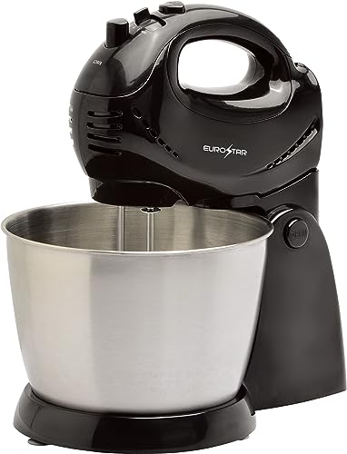 EUROSTAR ESM900BC, 200W 3QT 5-Speed Stand/Hand Mixer, Black