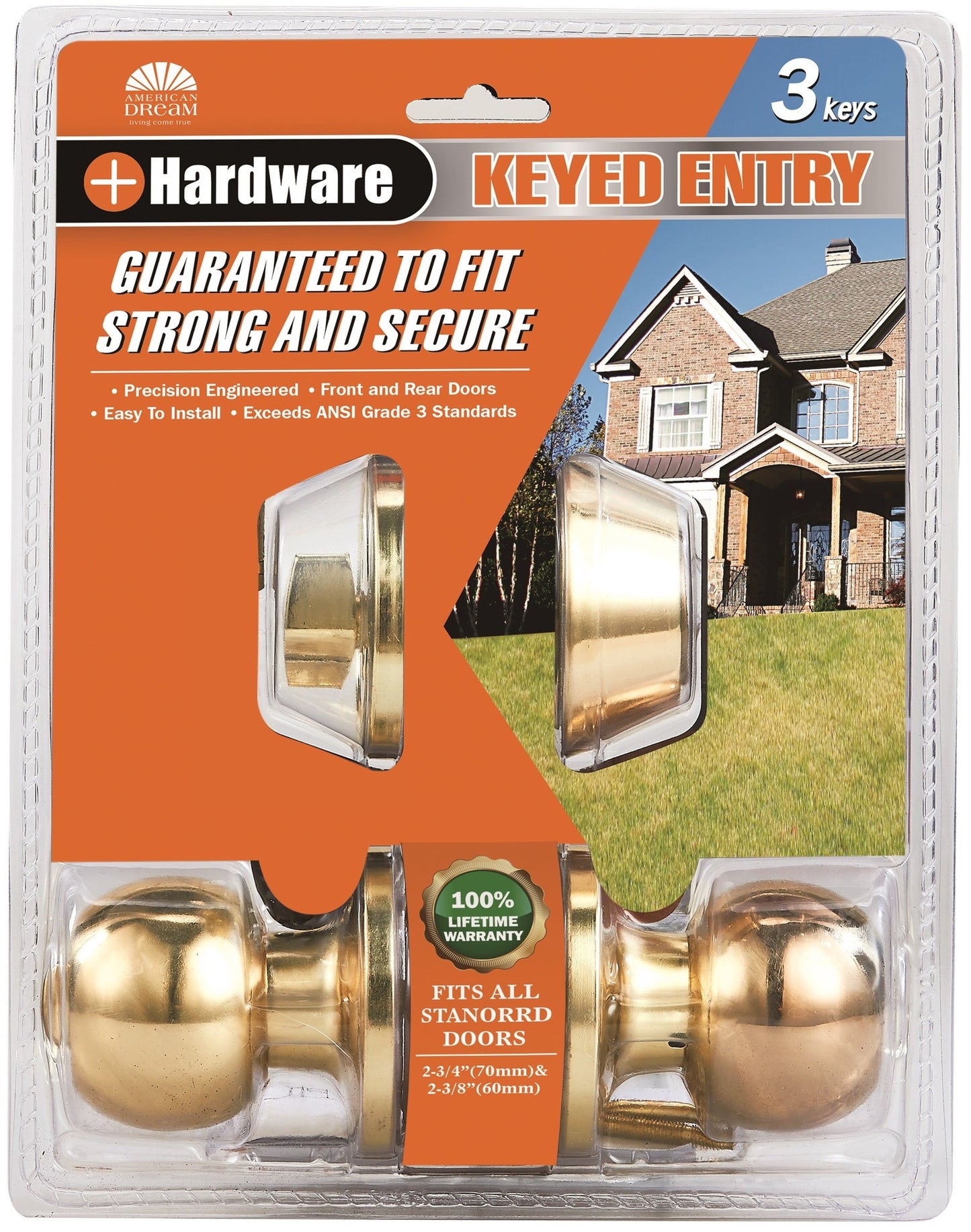 Polished Brass Keyed Combo Lockset