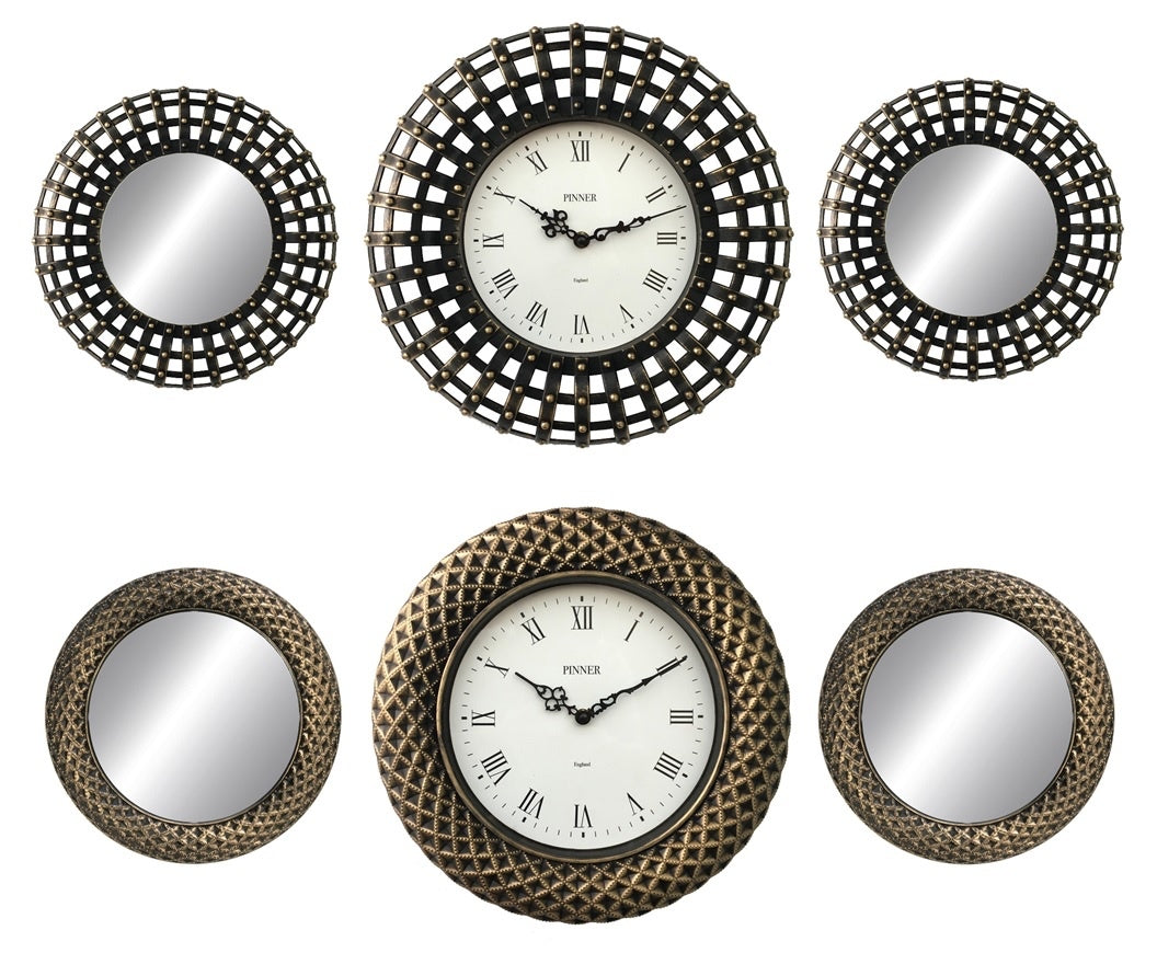 3 PC GLADIATOR CLOCK ASST. - SIZE: 1 - 15" Clock & 2 - 10" Mirrors
