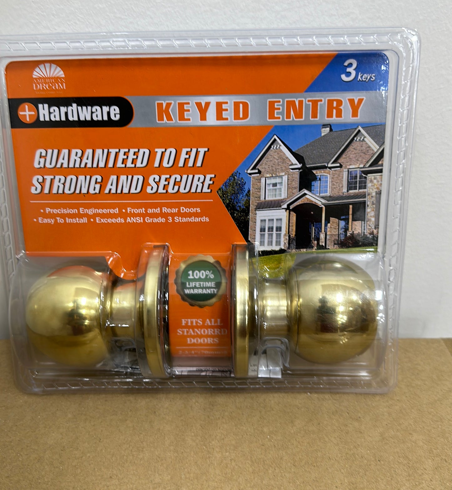 Polished Brass Keyed Entry Lock