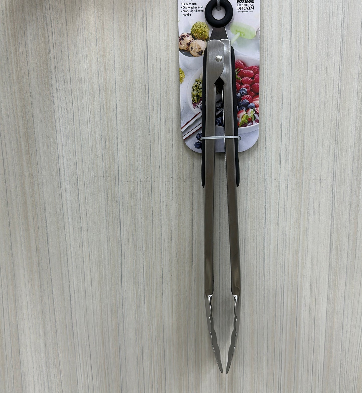 12" Stainless Steel Food Locking Tong with Silicone Grip Sides