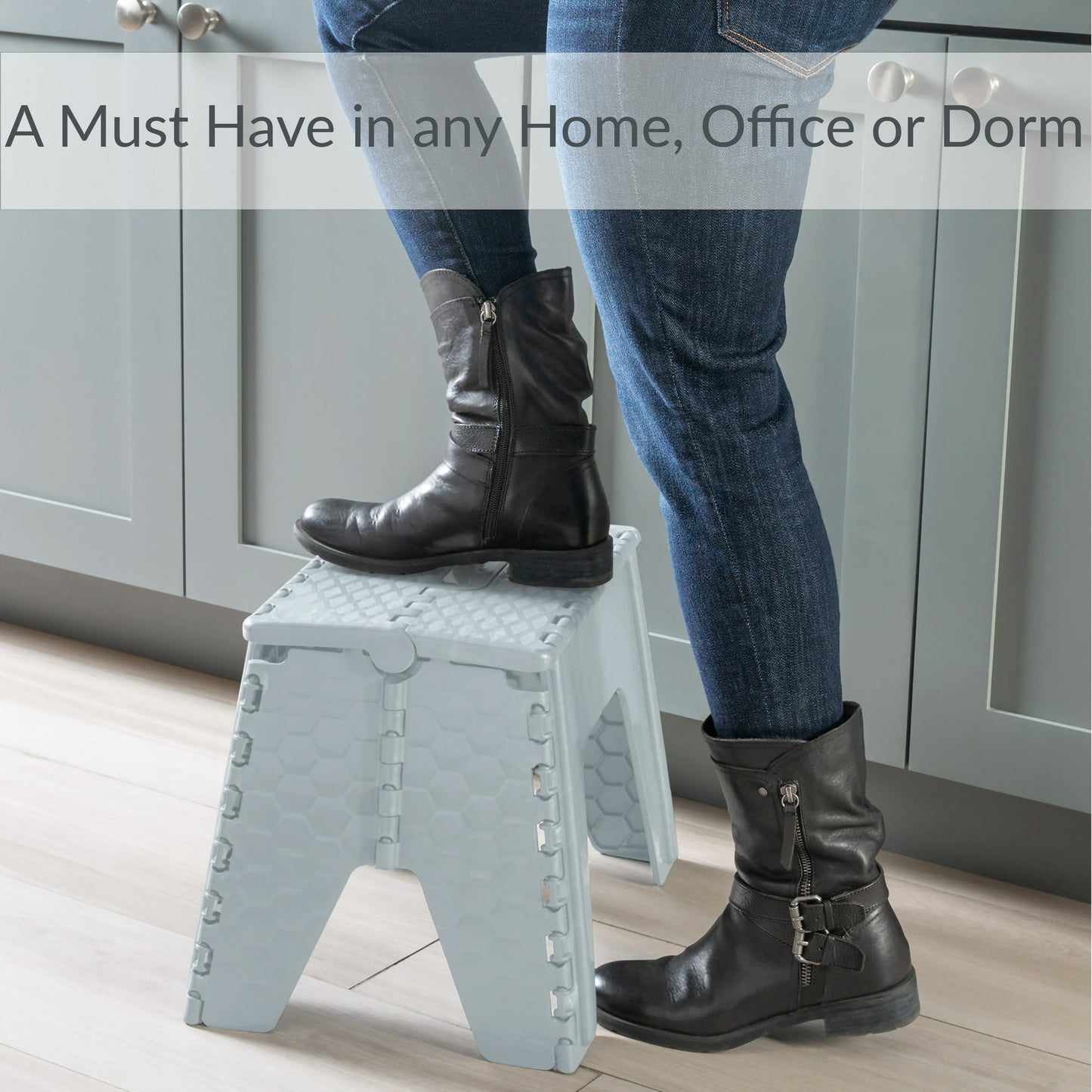 Simplify 12" Plastic Folding 1 Step Stool in Gray