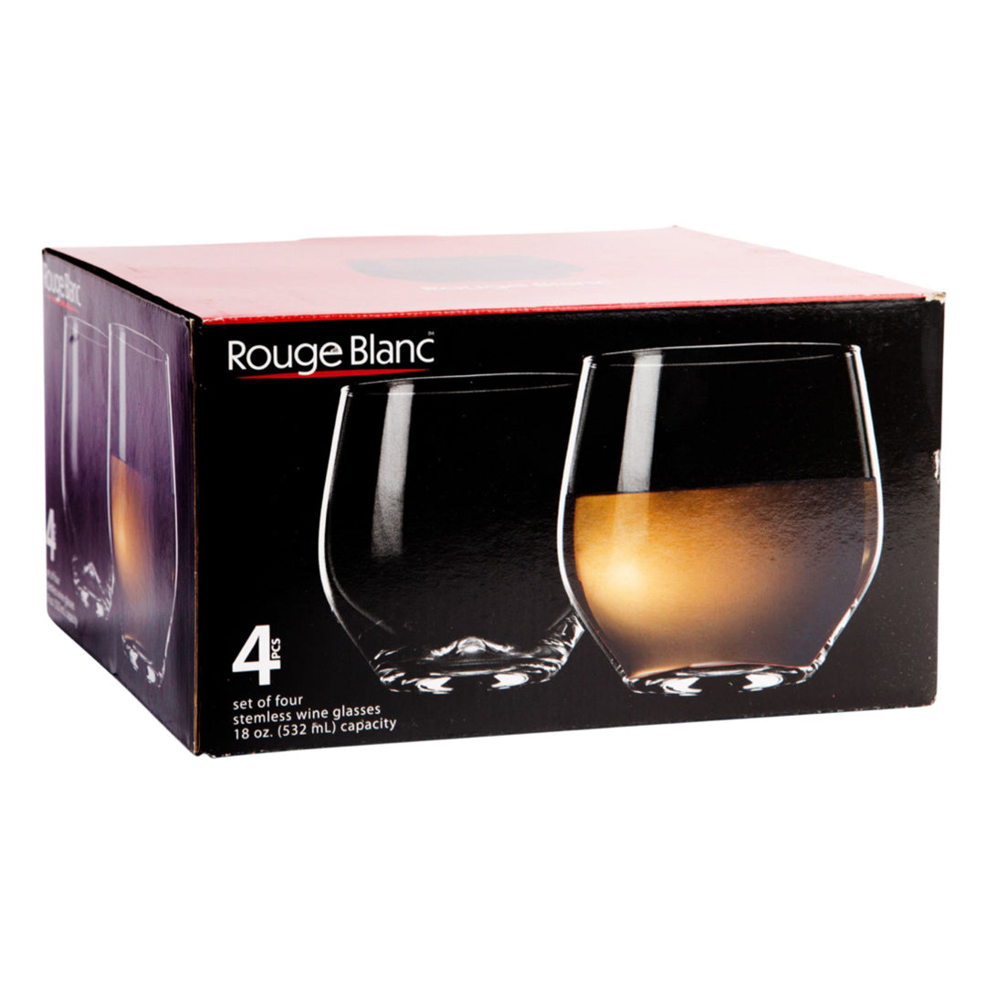 Rouge Blanc Stemless Wine Glasses - Set of 4