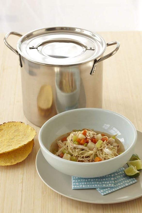 IMUSA USA Stainless Steel Stock Pot with Lid 12-Quart, Silver