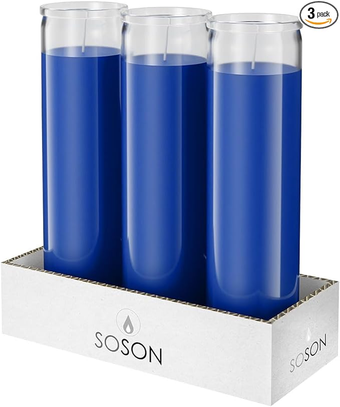 7 day All Purpose Tall Devotional Prayer Container Candle - Blue