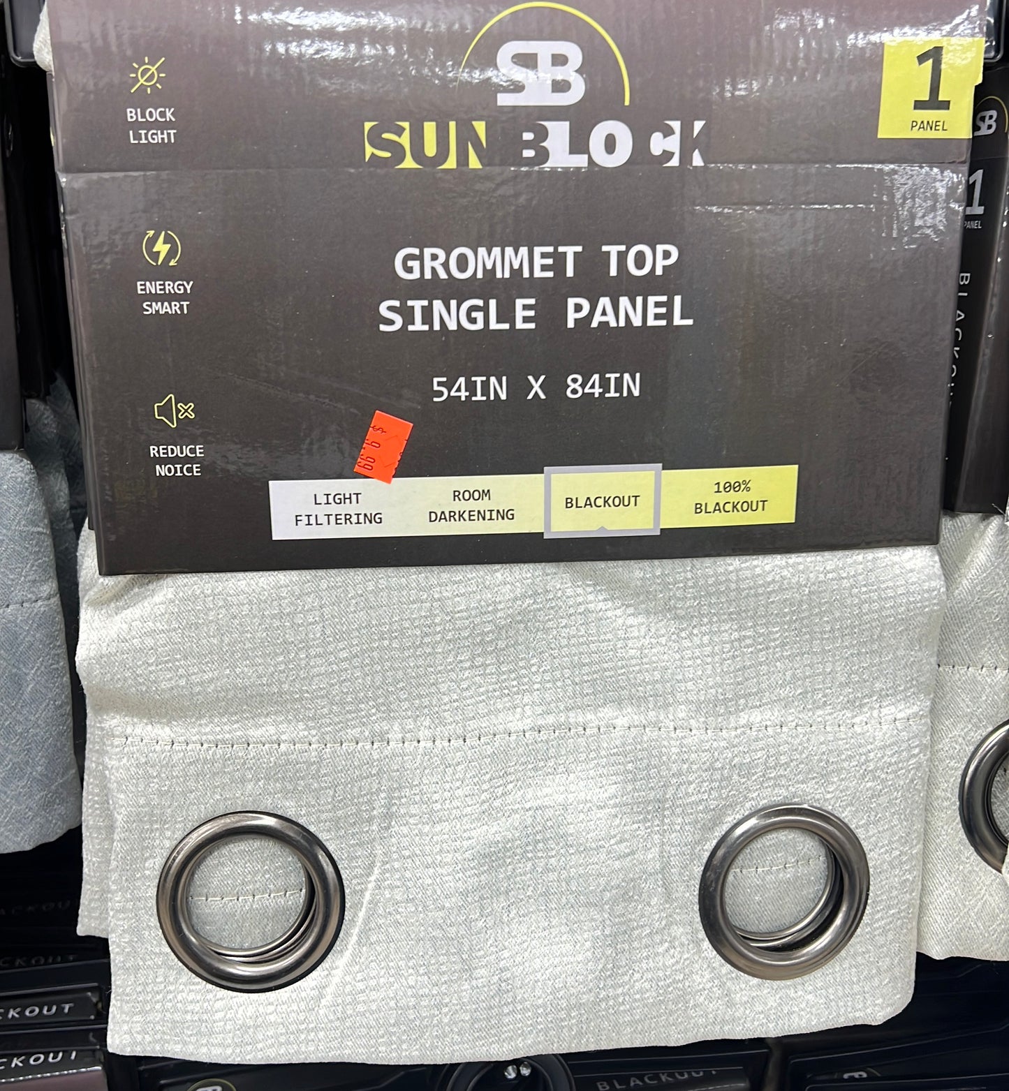 SUNBLOCK Grommet Top Curtains for Bedroom, Single Panel, 54" x 84", Off white