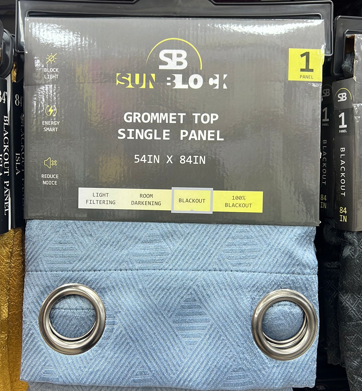 SUNBLOCK Grommet Top Curtains for Bedroom, Single Panel, 54" x 84", Blue