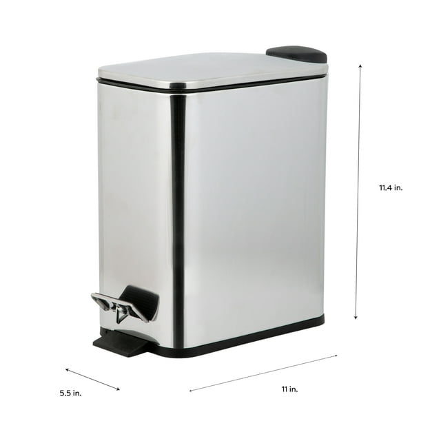 Simplify Slim 5L Stainless Steel Trash Bin with Step Pedal