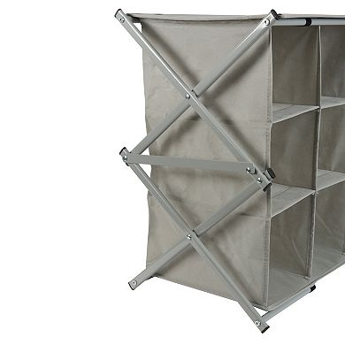Simplify 9 Grid Collapsible Shoe Rack in Gray, Grey