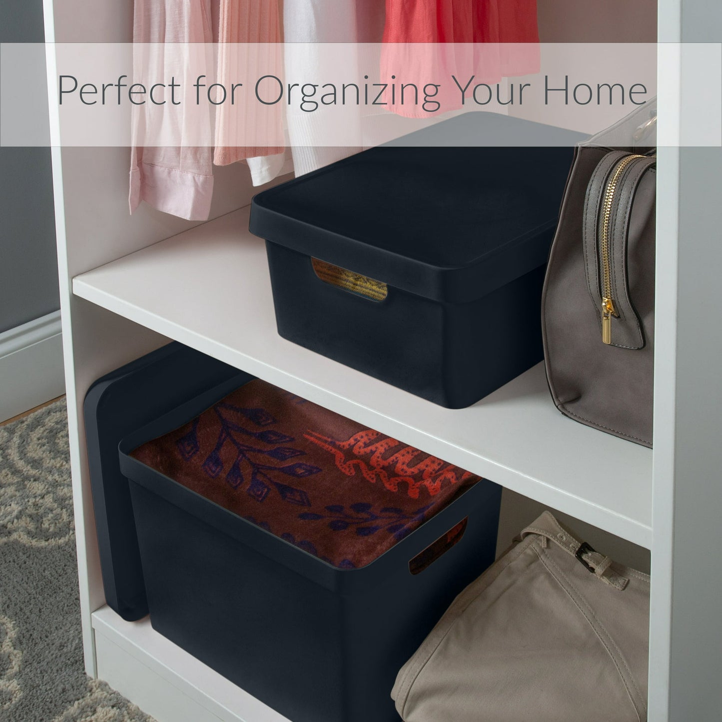 Simplify Medium Vinto Storage Box with Lid in Black