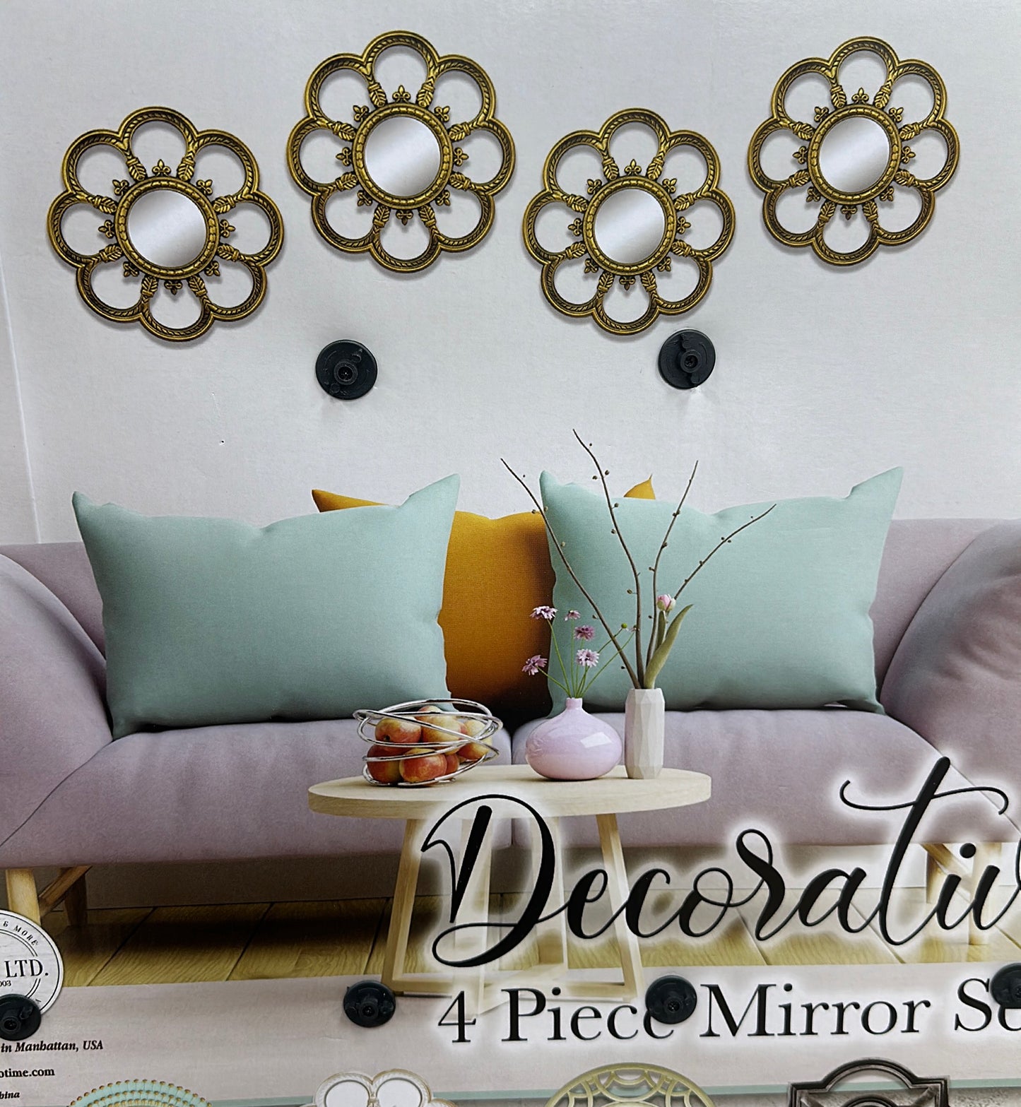 4PC -10"MIRROR SET IN CHAMPAGNE - SIZE: 4 - 10" Mirrors