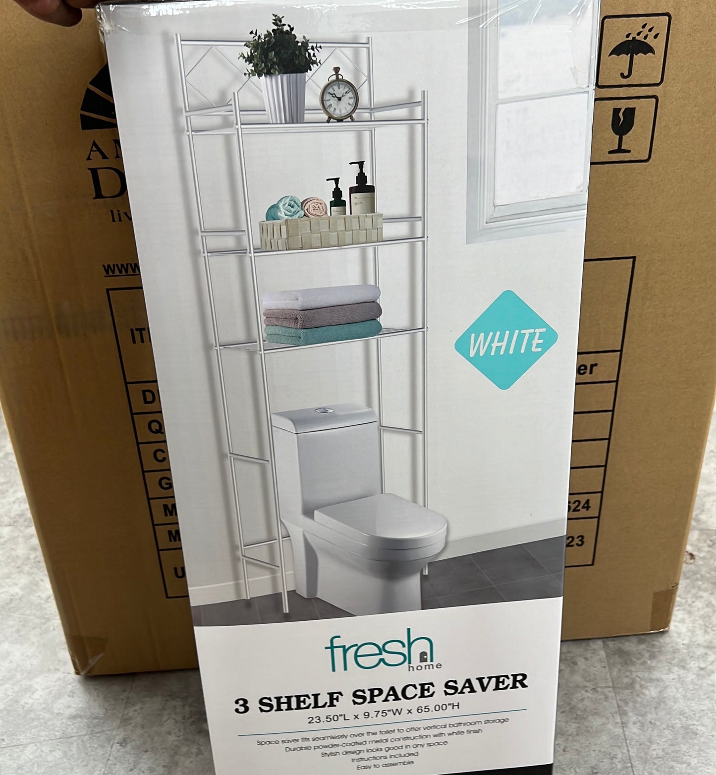 Fresh Home Bathroom Space Saver | 3 Shelves - White