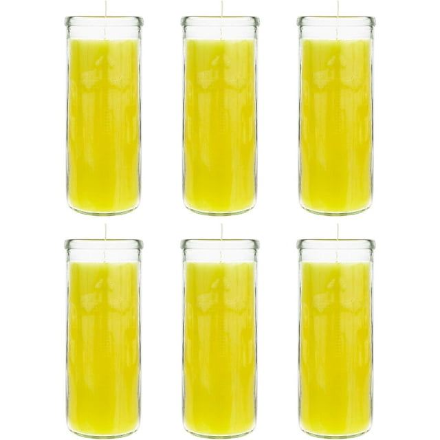 Dual Cross Devotional Prayer Altagraciano Container Candle - Yellow