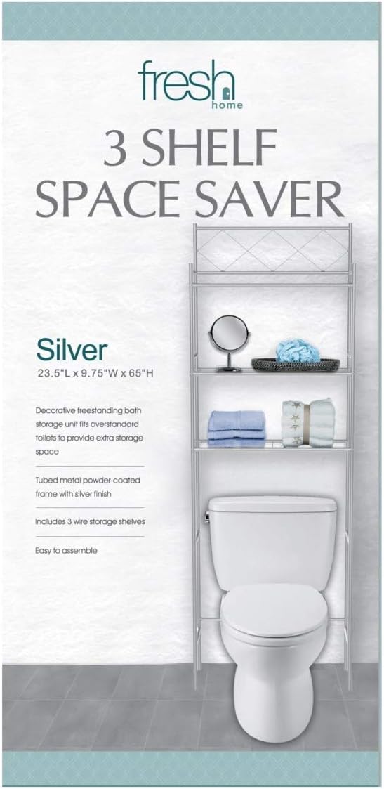 Fresh Home Bathroom Space Saver | 3 Shelves - White