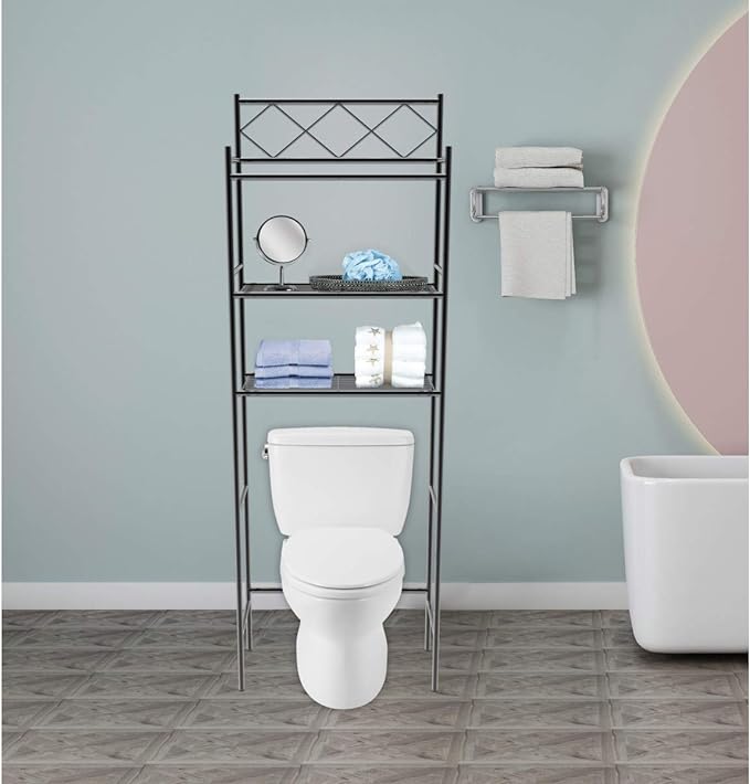 Fresh Home Bathroom Space Saver | 3 Shelves - Black
