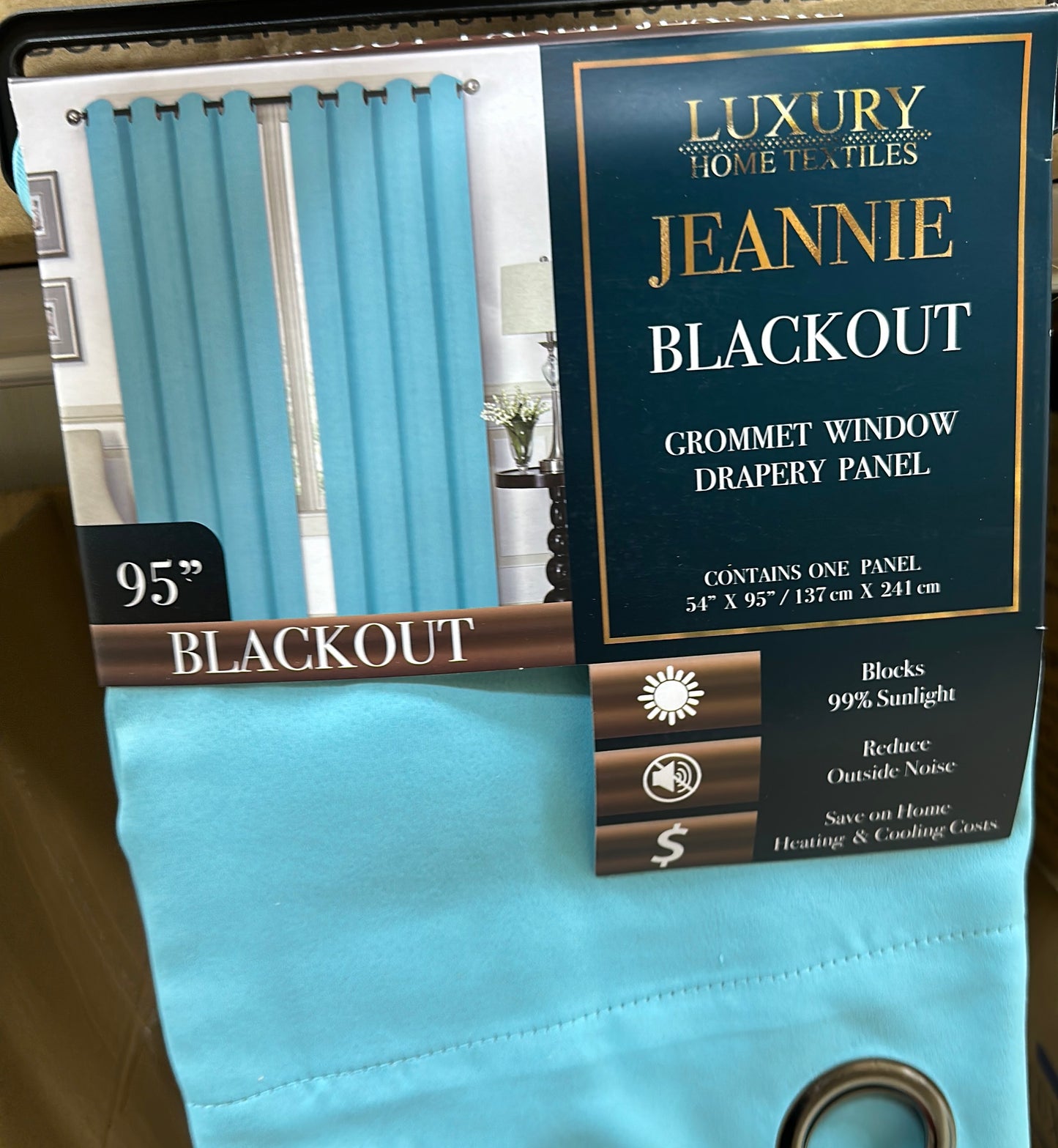 JEANNIE TURQUOISE BLACKOUT GROMMET PANEL 54"X95"