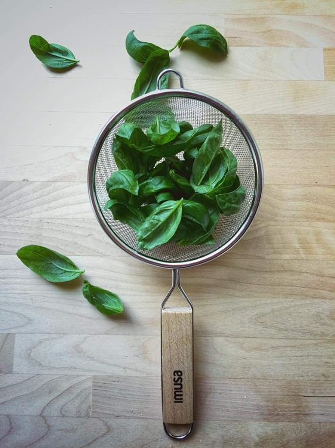 IMUSA Wood Stainless Steel Strainer Handle 8-Inch